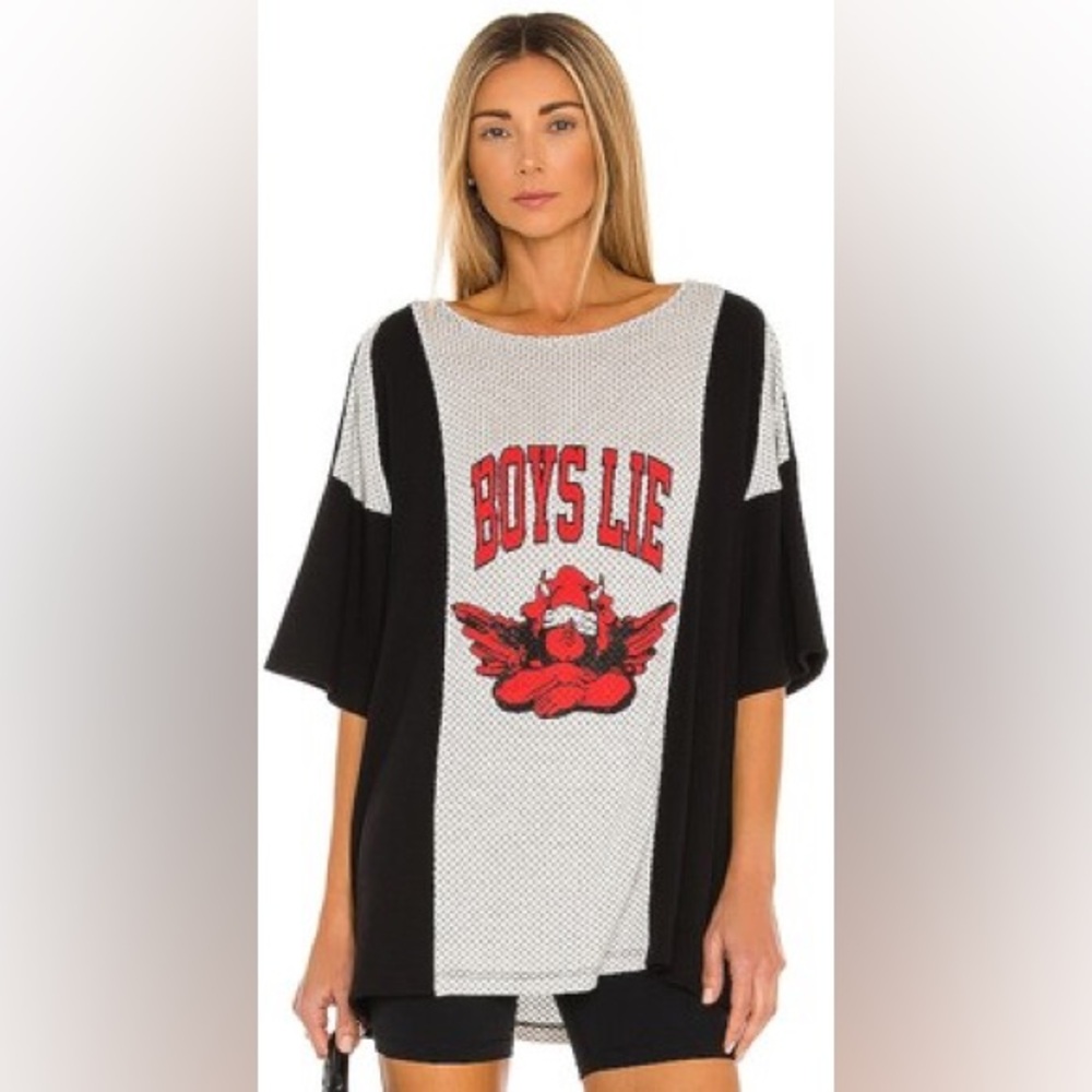 Boys Lie Black and White Graphic Jersey Top